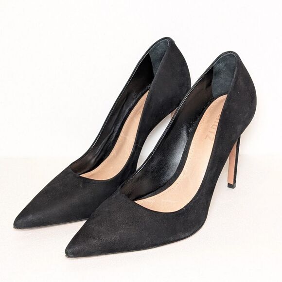 Schutz Lou High Stiletto Black Suede Pump Heel - Picture 11 of 11